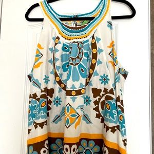 Women’s extra large brown, yellow, and teal tank top